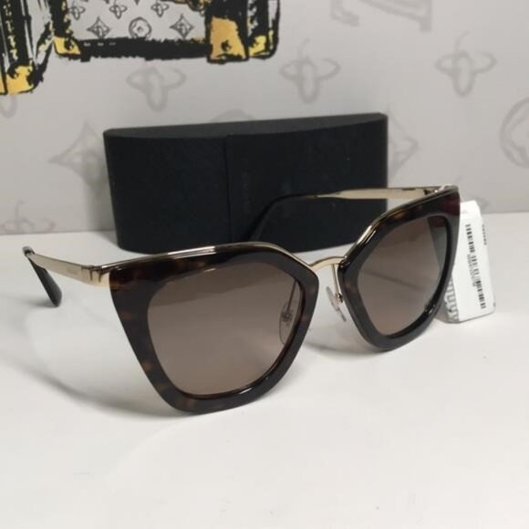 New Authentic Prada PR53S 2AU-3D0 – Havana Brown Gradient Cat-Eye Sunglasses - Picture 5 of 12